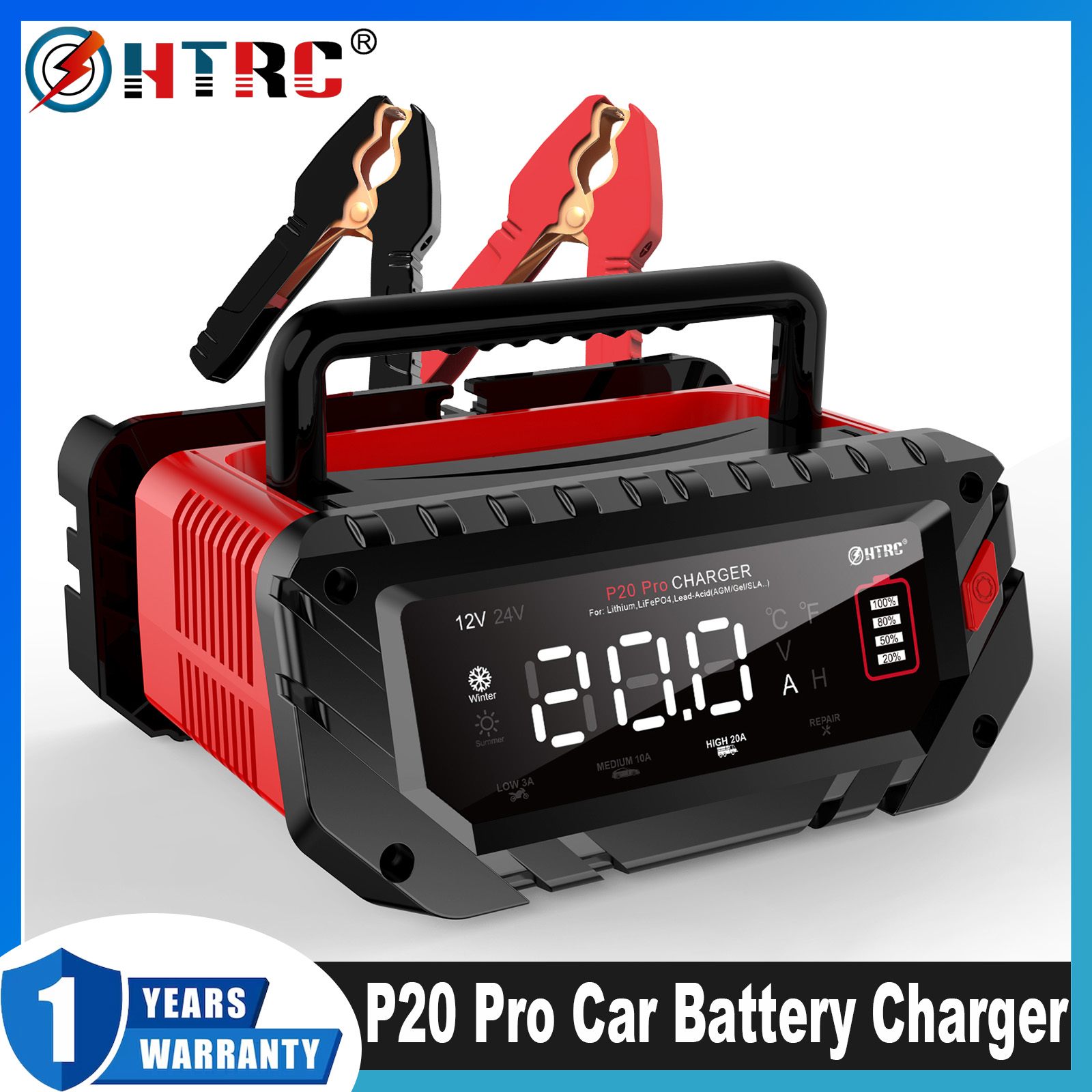 Smart Car Battery Charger 12V 24V 20A - شاحن بطارية ذكي HTRC P20 Pro