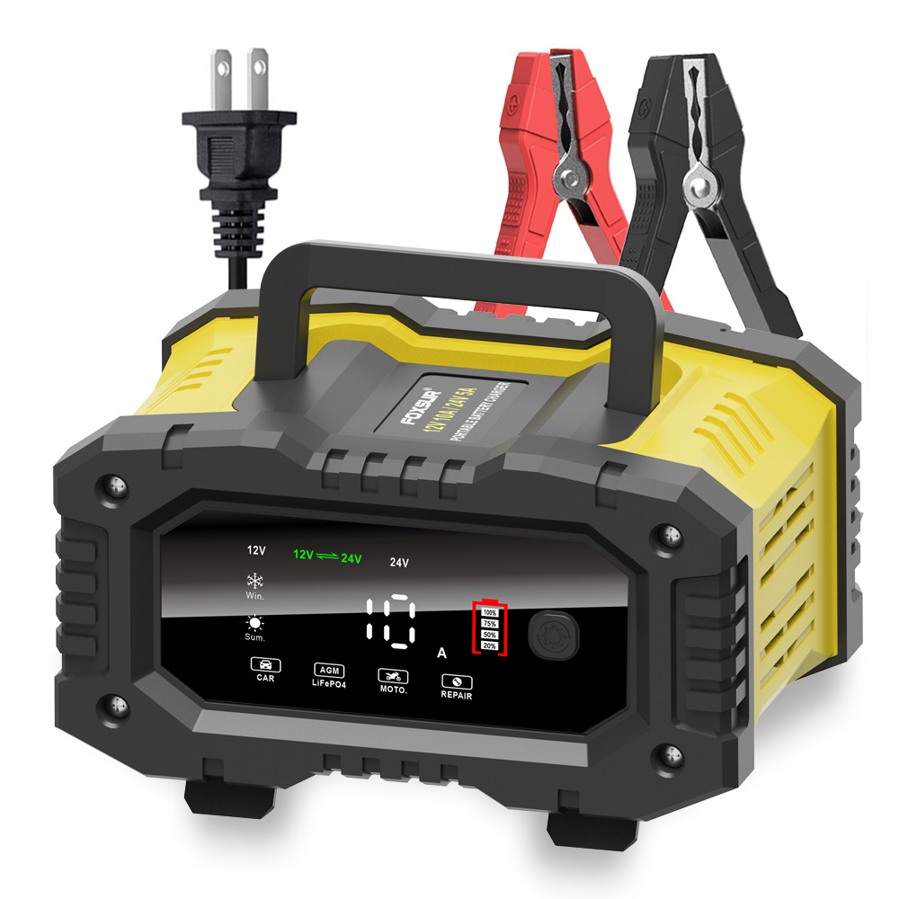Smart Car Battery Charger 12V 24V 20A - شاحن بطارية دراجة نارية FOXSUR-Car ،