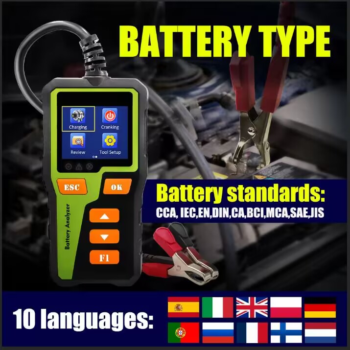 Car Battery Load Tester Digital Cranking - جهاز اختبار بطارية السيارة 12 فولت،