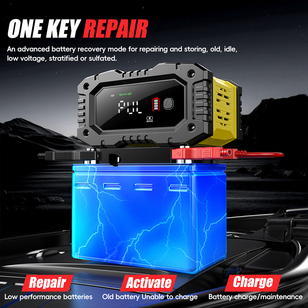 FOXSUR 12 فولت 24 فولت سيارة د - مراجعة Lifepo4 Battery Charger Smart Automatic وسعره
