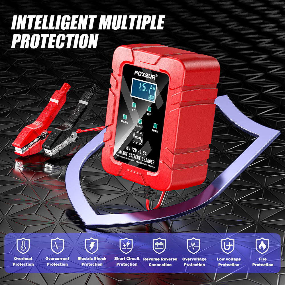 FOXSUR FBC061215D 6 فولت 12 فو - مراجعة Lifepo4 Battery Charger Smart Automatic وسعره