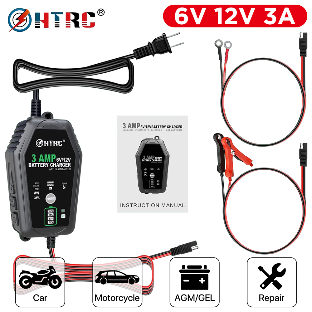 HTRC شاحن بطارية السيارة 6 فول - مراجعة Lifepo4 Battery Charger Smart Automatic وسعره