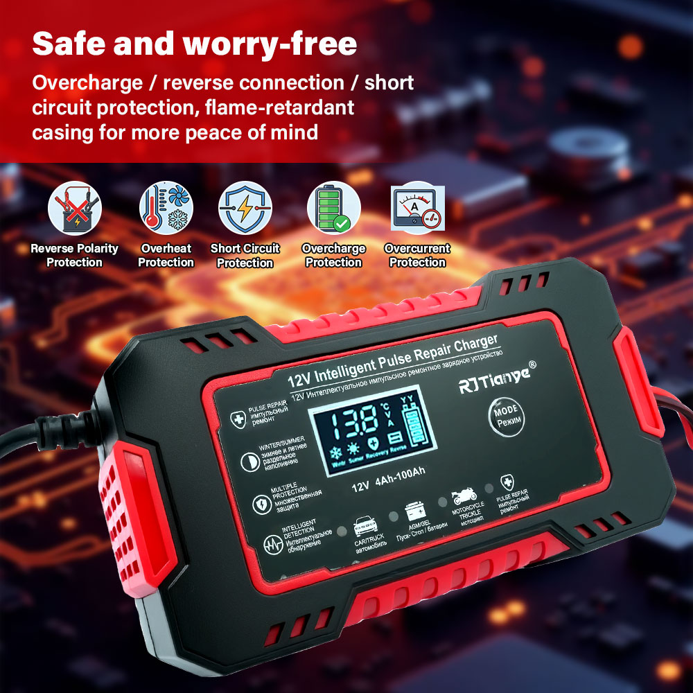 شاحن بطارية للسيارات والدراجات - مراجعة Smart Car Battery Charger 12V 24V 20A وسعره