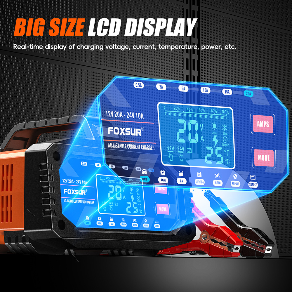 شاحن بطارية ذكي محمول 12 فولت/ - مراجعة Smart Car Battery Charger 12V 24V 20A وسعره