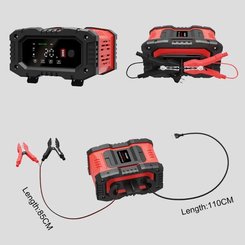 دراجة نارية للسيارة 20A/10A 12 - مراجعة Smart Car Battery Charger 12V 24V 20A وسعره