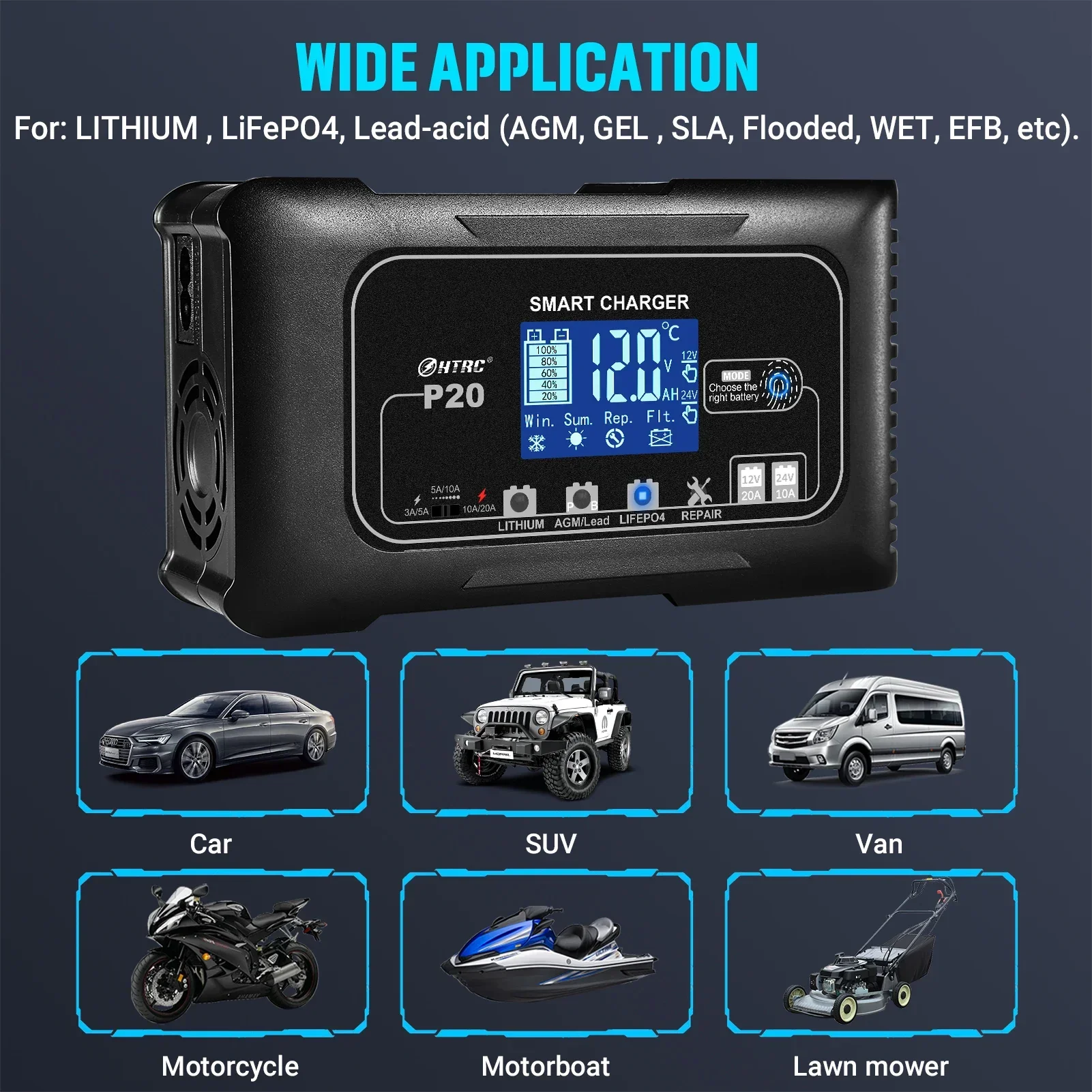شاحن بطارية ذكي 12 فولت 24 فول - مراجعة Lead Acid Battery Pulse Repair Desulfator وسعره
