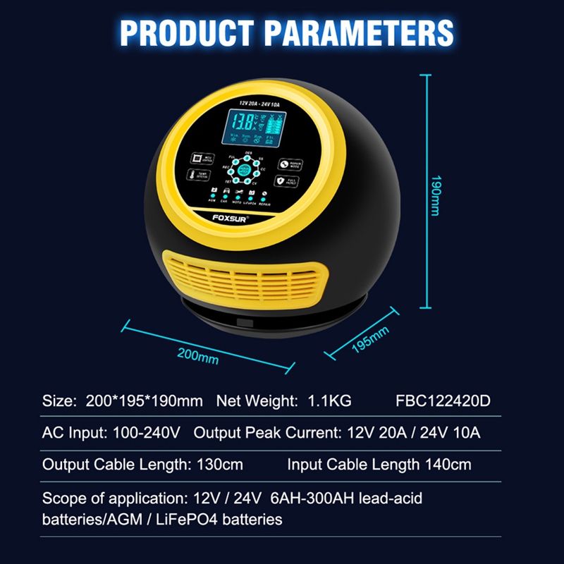 عرض خاص: شاحن بطارية السيارة F - مراجعة Smart Car Battery Charger 12V 24V 20A وسعره