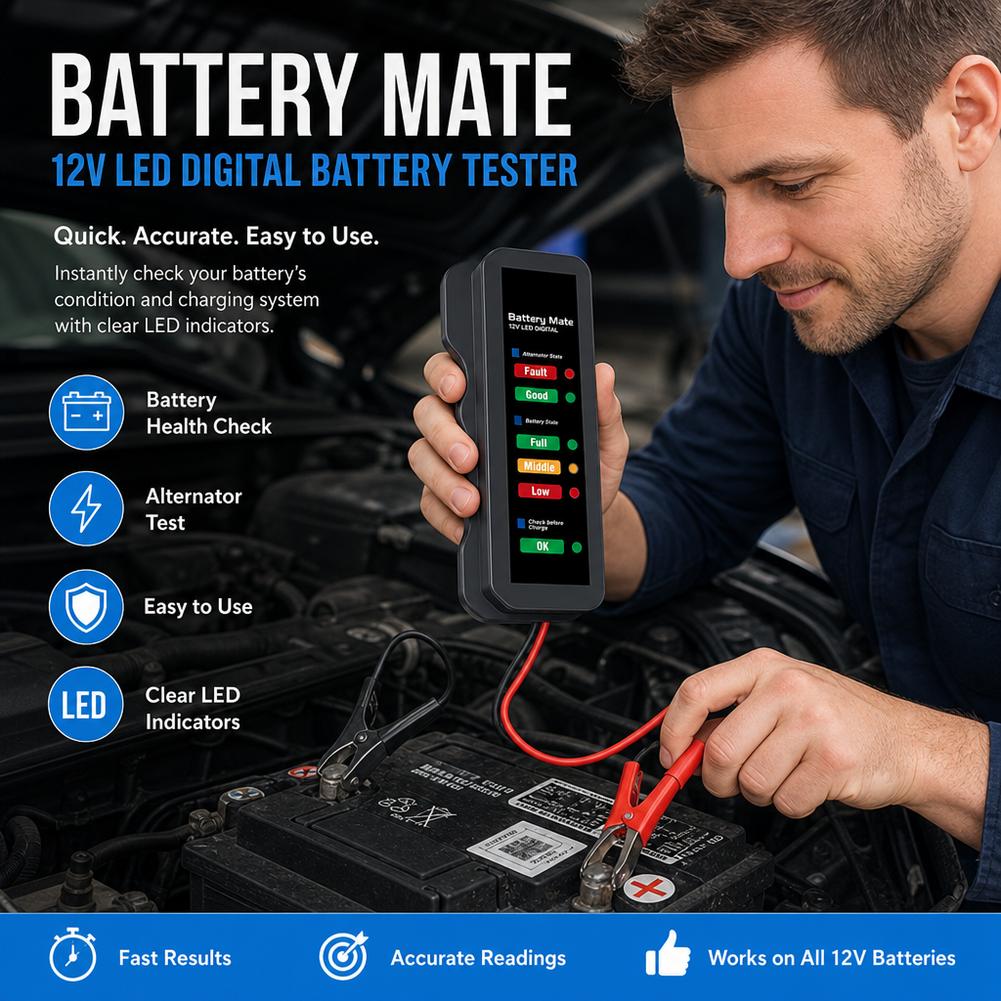 جهاز اختبار بطارية السيارة 12  - مراجعة Alternator Tester Digital Diagnostic Tool وسعره