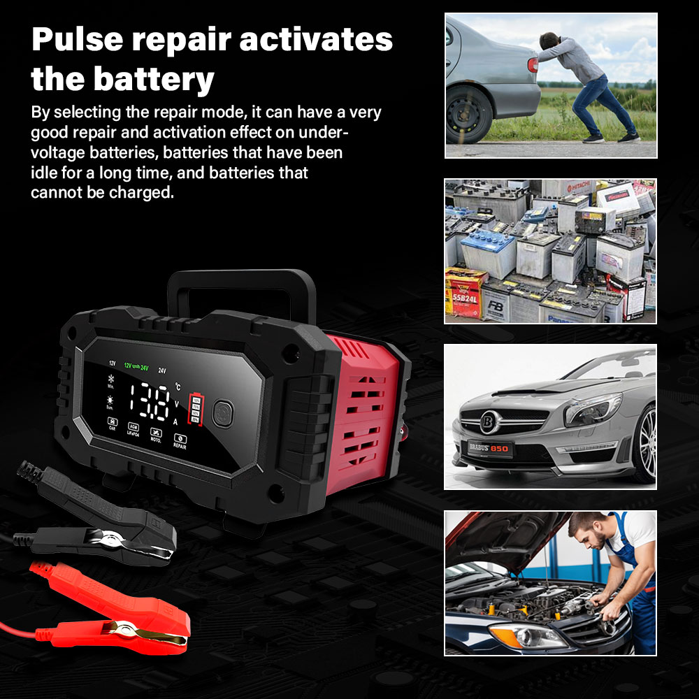 شاحن بطارية للسيارات والدراجات - مراجعة Smart Car Battery Charger 12V 24V 20A وسعره