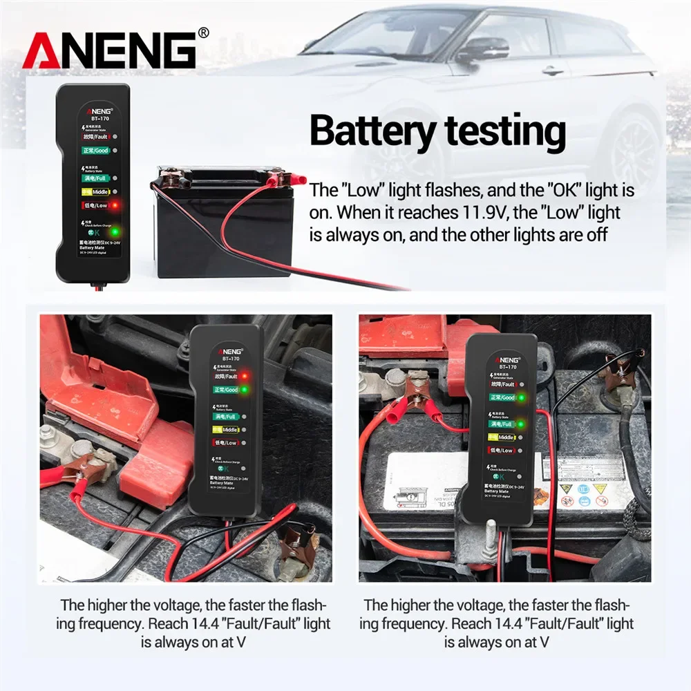 جهاز اختبار ANENG BT-170 12 فو - مراجعة Alternator Tester Digital Diagnostic Tool وسعره