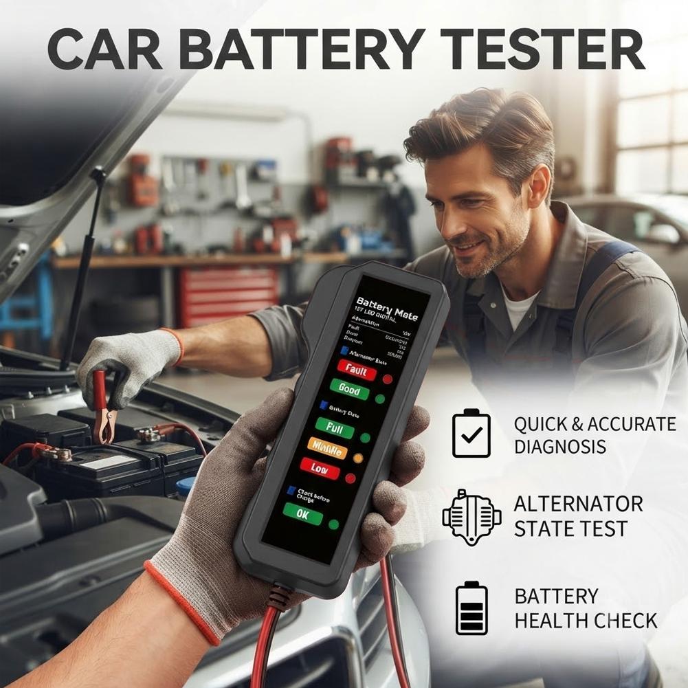 جهاز اختبار بطارية السيارة 12  - مراجعة Alternator Tester Digital Diagnostic Tool وسعره